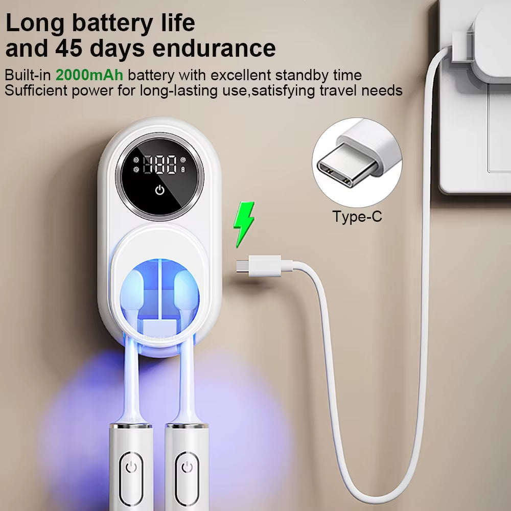 Esterilizador De Cepillo De Dientes Eléctrico, Esterilización De Cepillo De Dientes UV Portátil Inalámbrica, Secador De Cepillo De Dientes Eléctrico Montado En La Pared Recargable